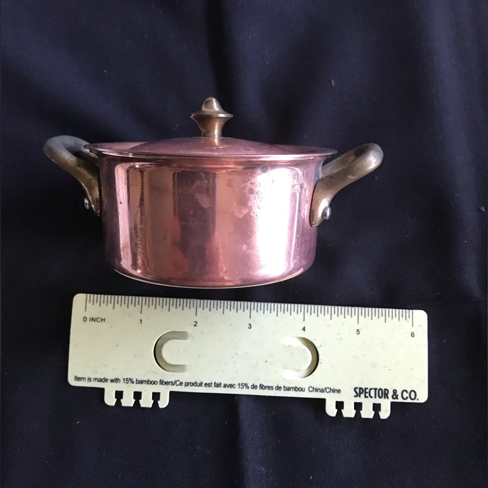 Mauviel Copper Mini Cocette Pot with Brass Handles and Lid